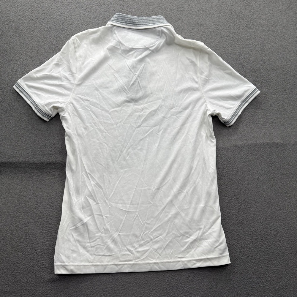 Banana Republic Luxury Touch Polo Shirt Mens Medium White Cotton Contrast Collar - Picture 2 of 10